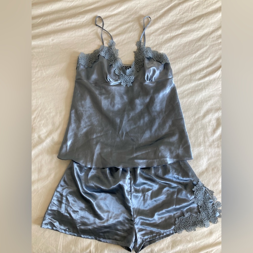 Satin Pajama Set with Camisole and Shorts. Size S